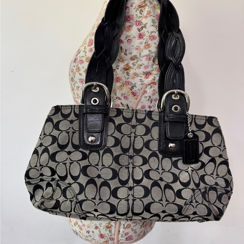 Coach Black and Gray Signature Tote Bag